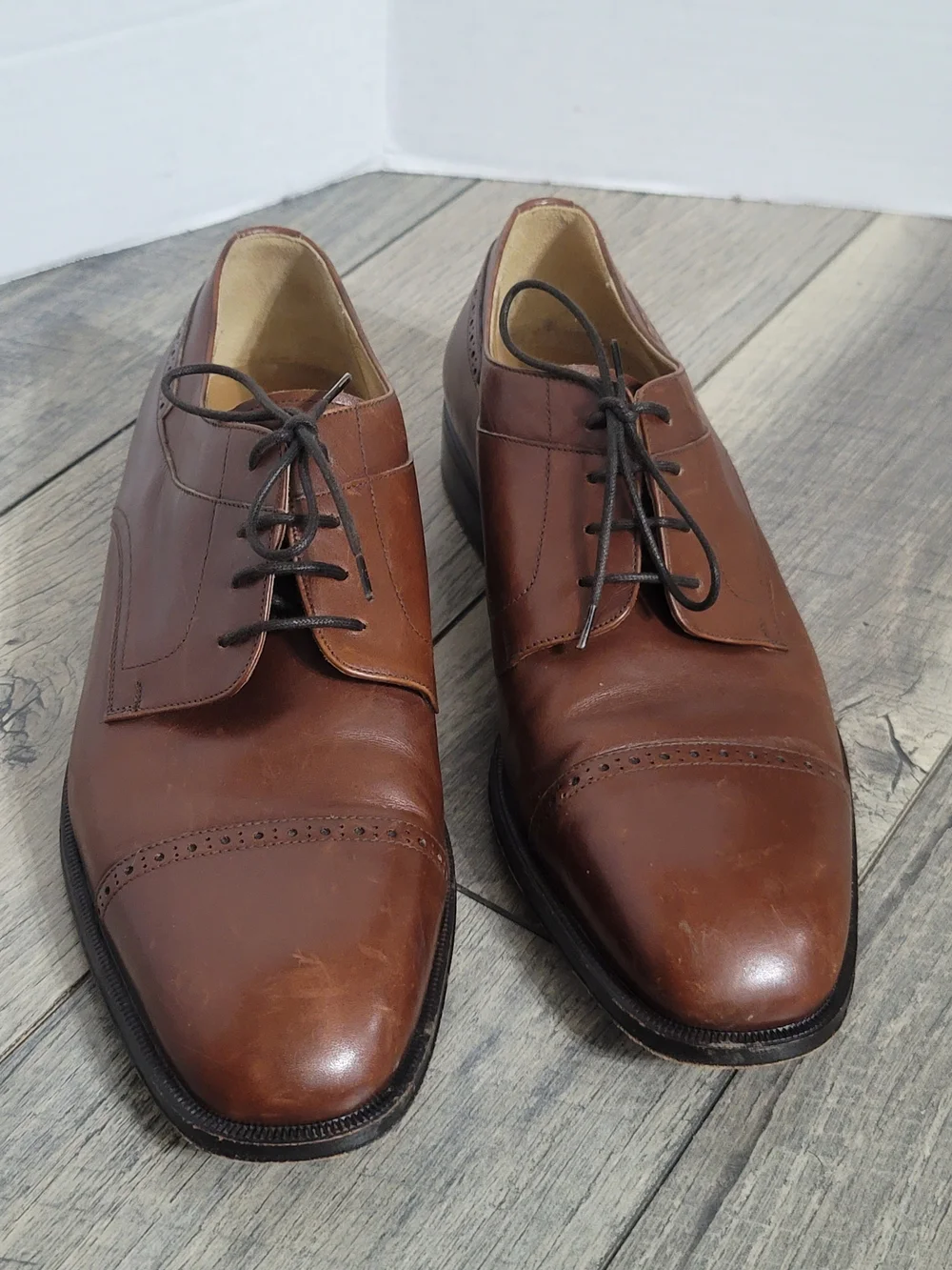 Stamati Mastroianni Handmade Men's Italian Oxblood Captoe Oxfords Derby Shoe 10M